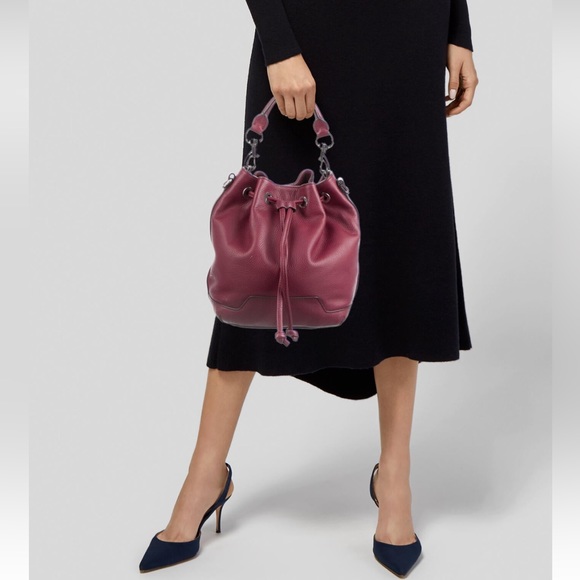 Rebecca Minkoff burgundy pebble leather crossbody bucket bag - Picture 10 of 10